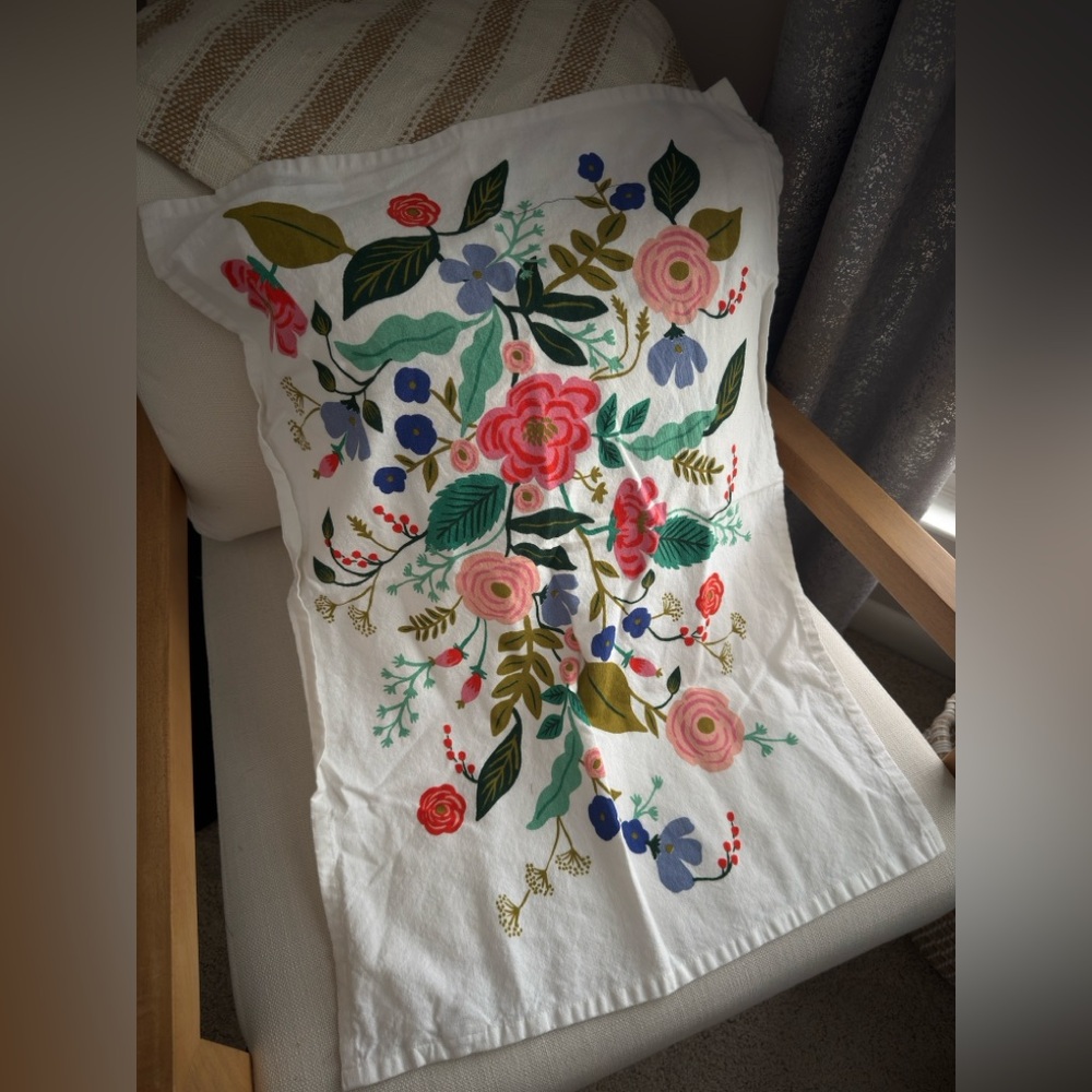 Rifle Paper Floral White Tea Towel